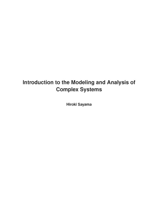 Introduction to the Modeling and Analysis of Complex Systems - Title Page 1