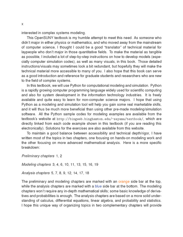 Introduction to the Modeling and Analysis of Complex Systems - Preface 2