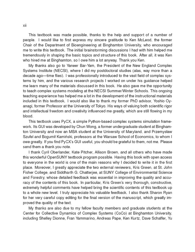 Introduction to the Modeling and Analysis of Complex Systems - Preface 4