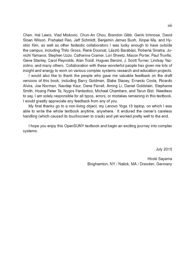 Introduction to the Modeling and Analysis of Complex Systems - Preface 5