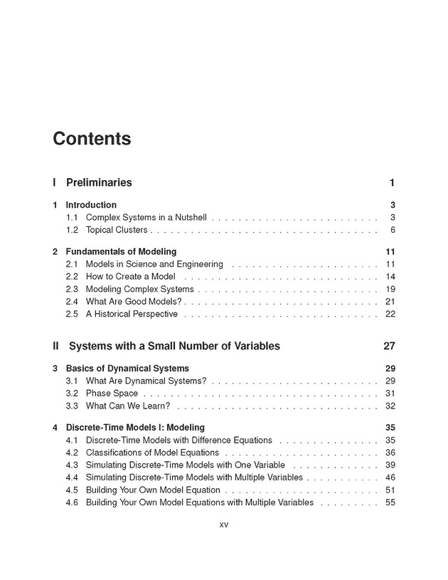 Introduction to the Modeling and Analysis of Complex Systems - Table of Contents 1