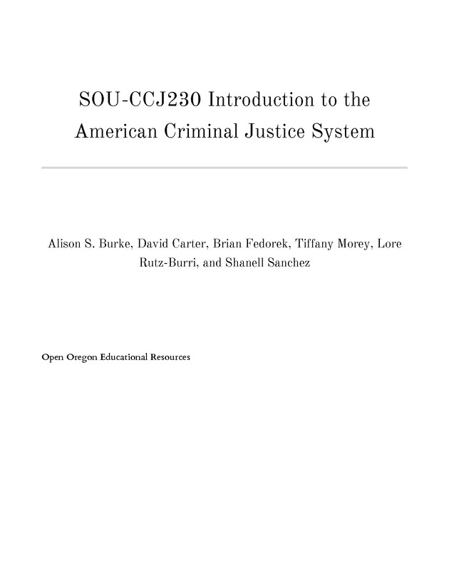 Introduction to the American Criminal Justice System - Title Page 1