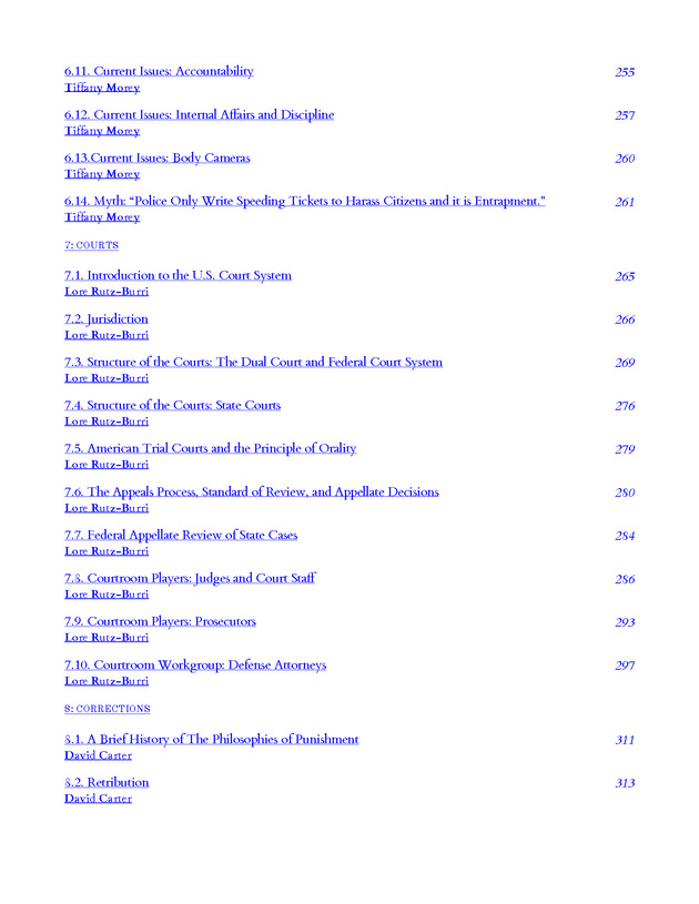 Introduction to the American Criminal Justice System - Table of Contents 5