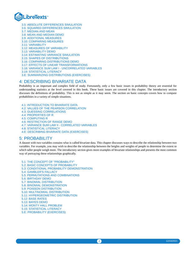 Introductory Statistics - Table of Contents 2