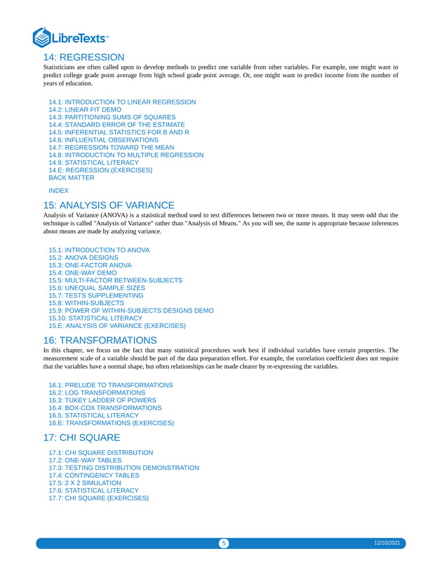 Introductory Statistics - Table of Contents 5