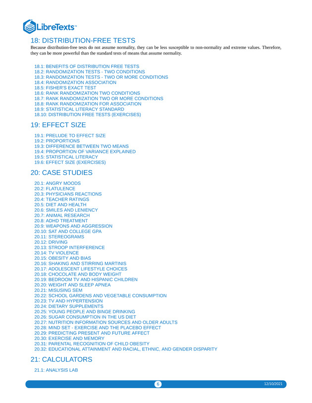 Introductory Statistics - Table of Contents 6