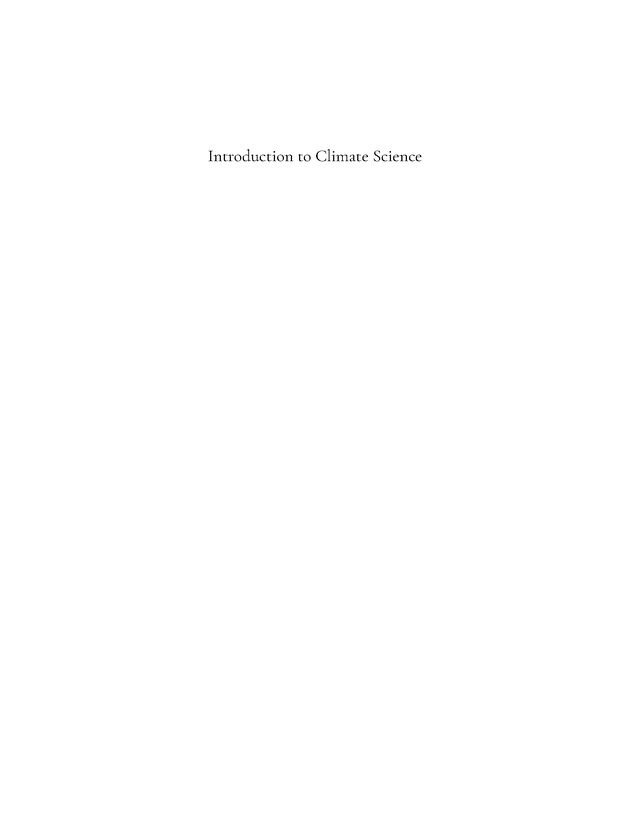 Introduction to Climate Science - Title Page 1
