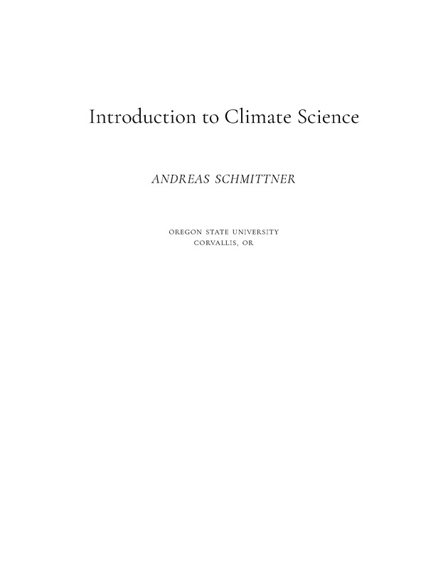 Introduction to Climate Science - Cover 1
