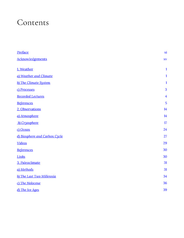 Introduction to Climate Science - Table of Contents 1