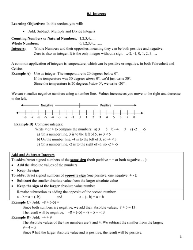 Beginning Algebra Workbook - Page 3