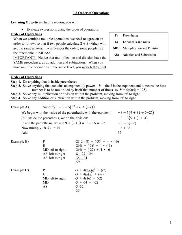 Beginning Algebra Workbook - Page 9