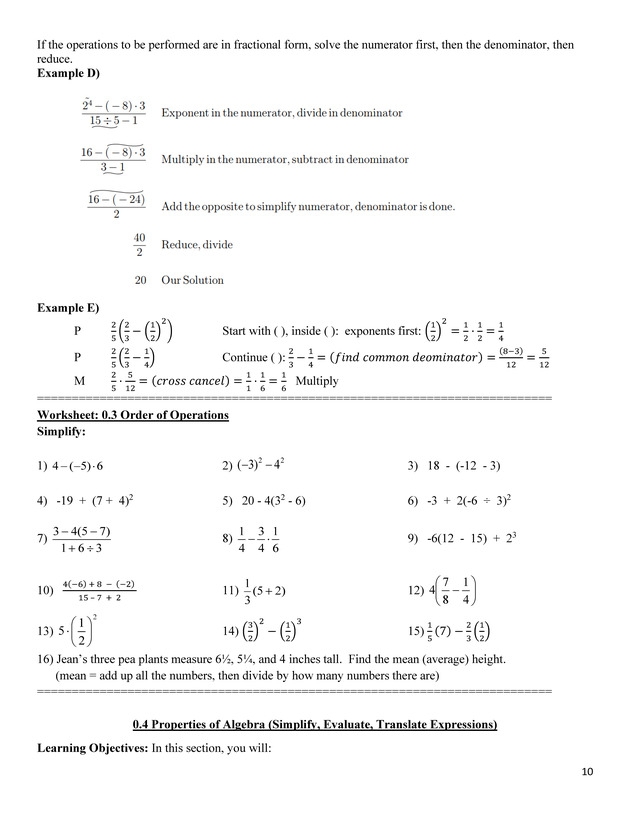 Beginning Algebra Workbook - Page 10