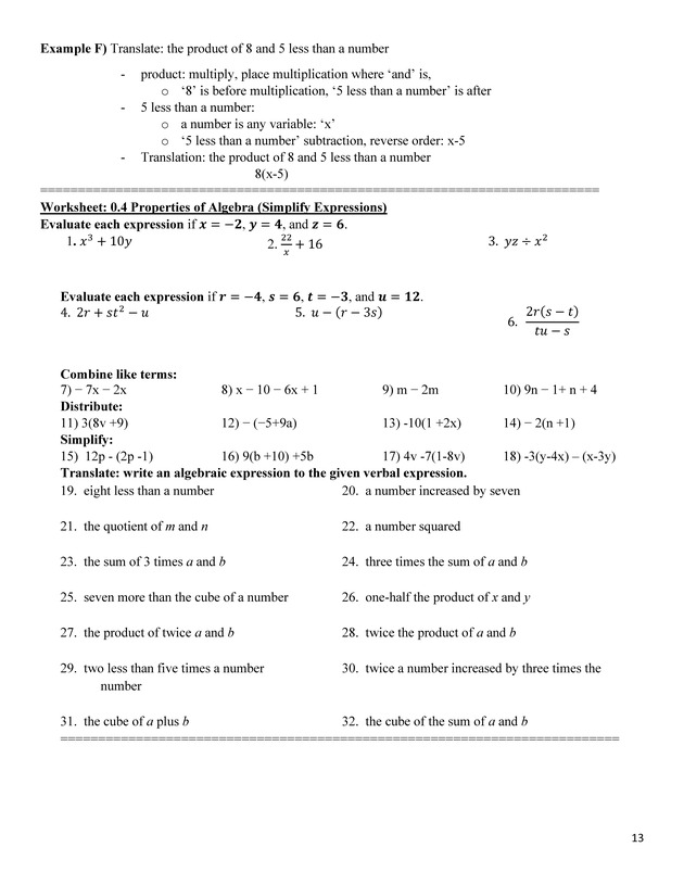 Beginning Algebra Workbook - Page 13