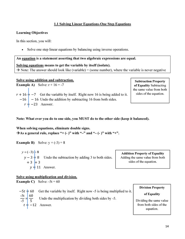 Beginning Algebra Workbook - Page 14