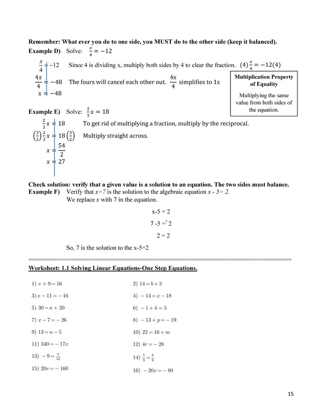 Beginning Algebra Workbook - Page 15