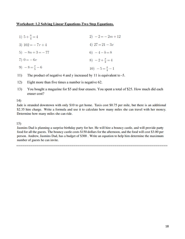 Beginning Algebra Workbook - Page 18