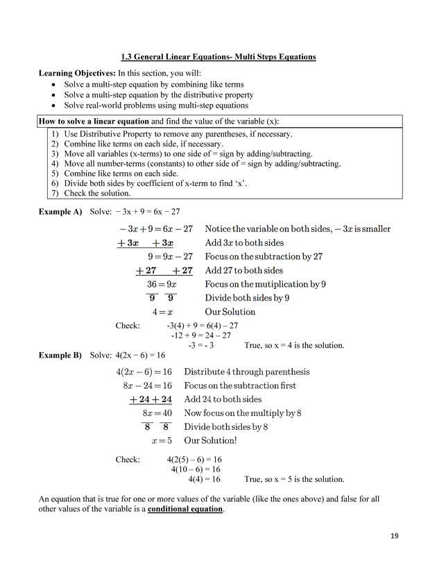 Beginning Algebra Workbook - Page 19