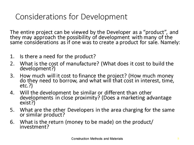 Week 2 : Land Development Considerations - Slide 2