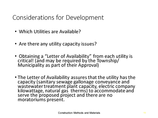 Week 2 : Land Development Considerations - Slide 12