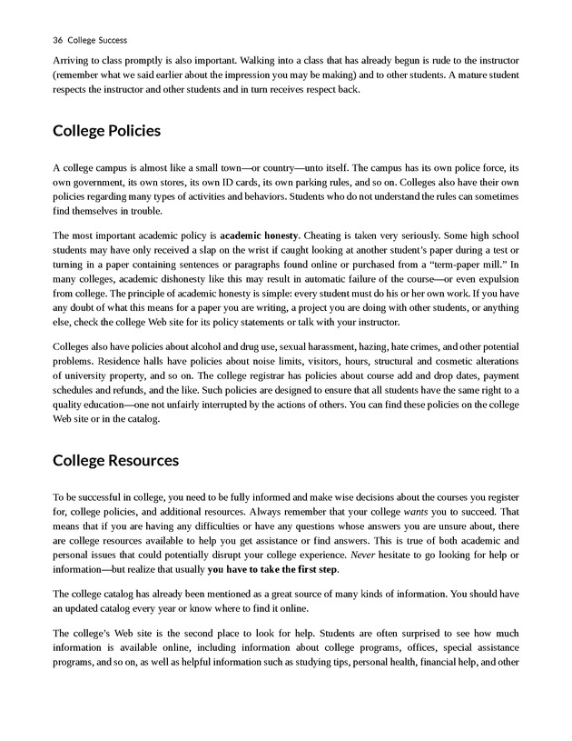 College Success - New Page