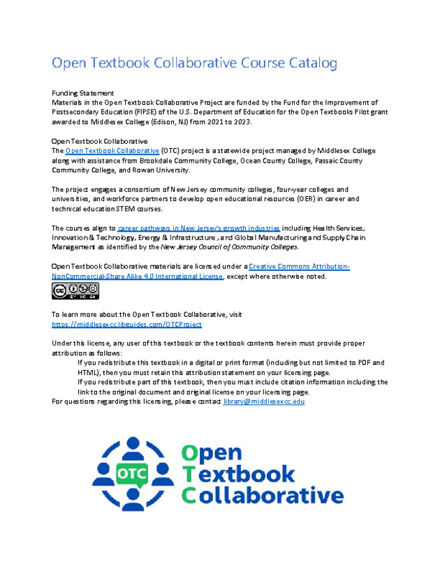 Open Textbook Collaborative Course Catalog - Title Page 2