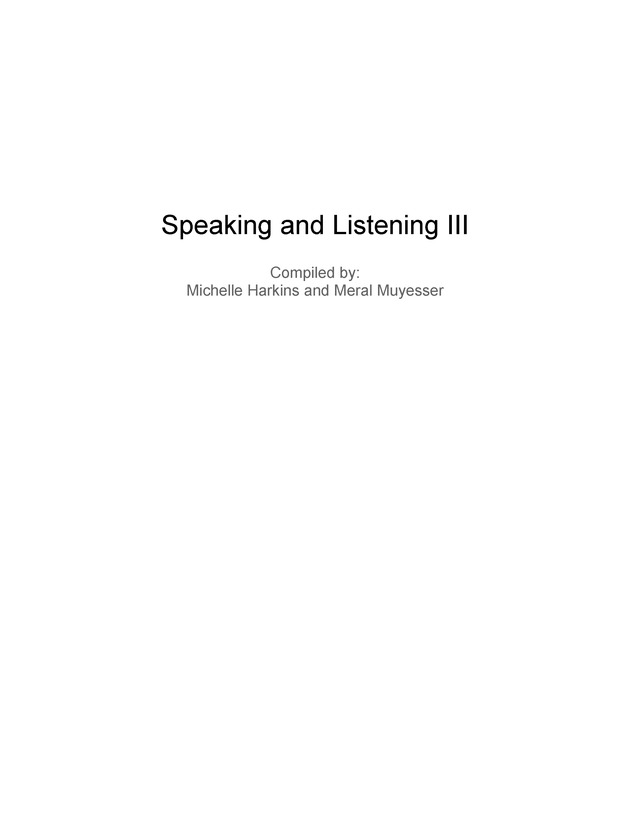 Speaking and Listening III - Front Cover