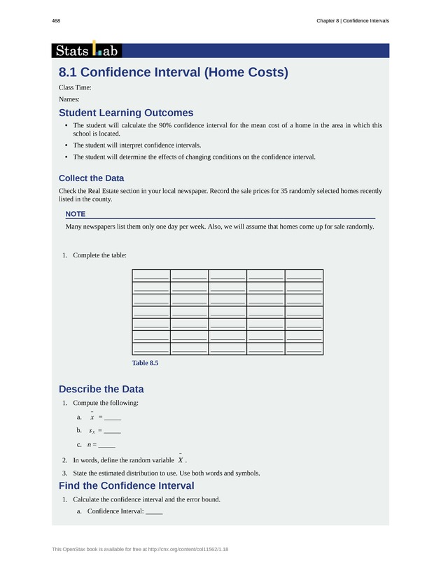 Introductory Statistics - New Page