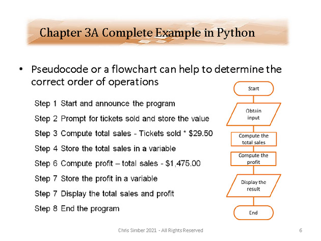 Computer Programming Python Lecture - Complete Example (Ch. 3A) - Slide 6