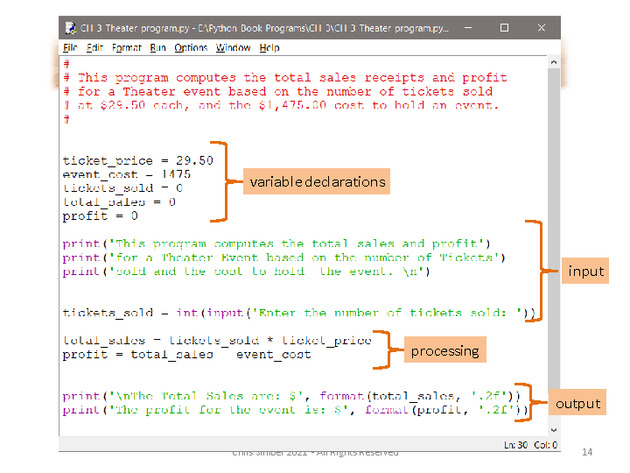 Computer Programming Python Lecture - Complete Example (Ch. 3A) - Slide 14