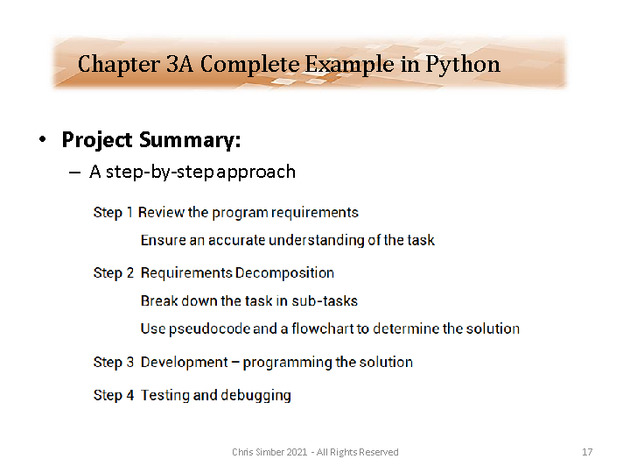 Computer Programming Python Lecture - Complete Example (Ch. 3A) - Slide 17