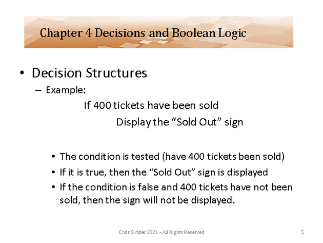 Computer Programming Python Lecture - Decisions and Logic (Ch. 4) - Slide 5