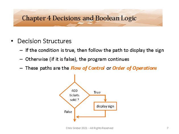 Computer Programming Python Lecture - Decisions and Logic (Ch. 4) - Slide 7