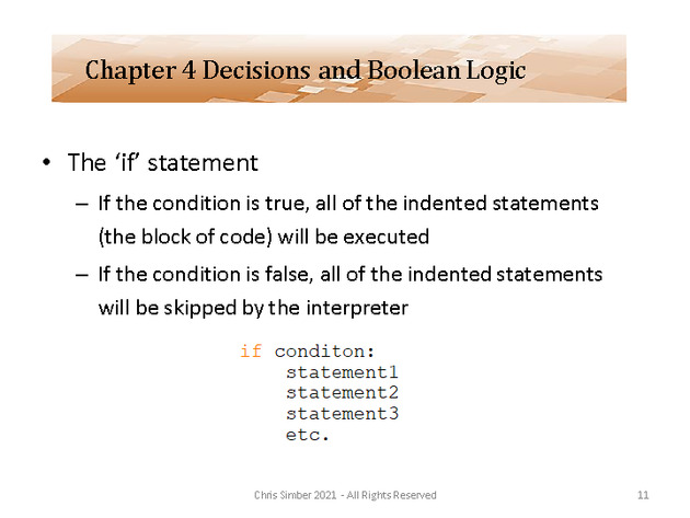 Computer Programming Python Lecture - Decisions and Logic (Ch. 4) - Slide 11