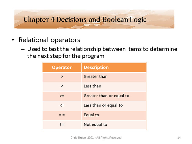 Computer Programming Python Lecture - Decisions and Logic (Ch. 4) - Slide 14