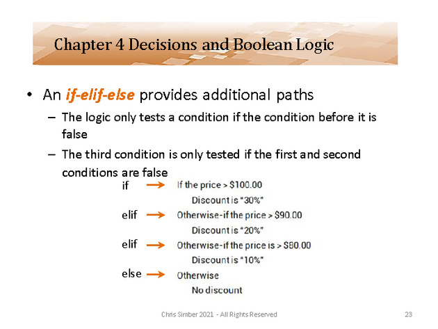 Computer Programming Python Lecture - Decisions and Logic (Ch. 4) - Slide 23
