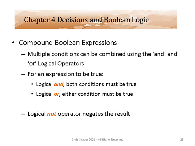 Computer Programming Python Lecture - Decisions and Logic (Ch. 4) - Slide 28