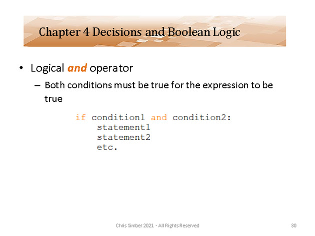 Computer Programming Python Lecture - Decisions and Logic (Ch. 4) - Slide 30