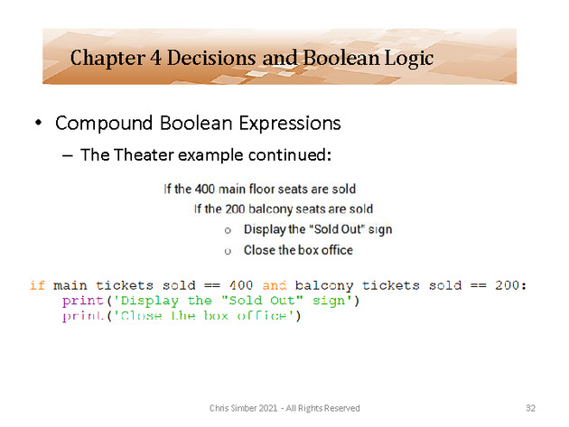 Computer Programming Python Lecture - Decisions and Logic (Ch. 4) - Slide 32