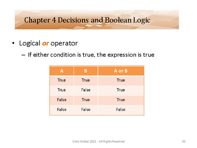 Computer Programming Python Lecture - Decisions and Logic (Ch. 4) - Slide 33