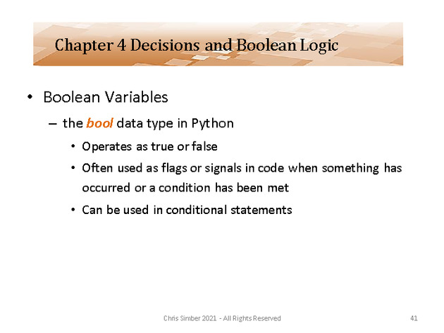 Computer Programming Python Lecture - Decisions and Logic (Ch. 4) - Slide 41