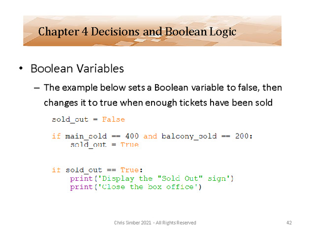 Computer Programming Python Lecture - Decisions and Logic (Ch. 4) - Slide 42