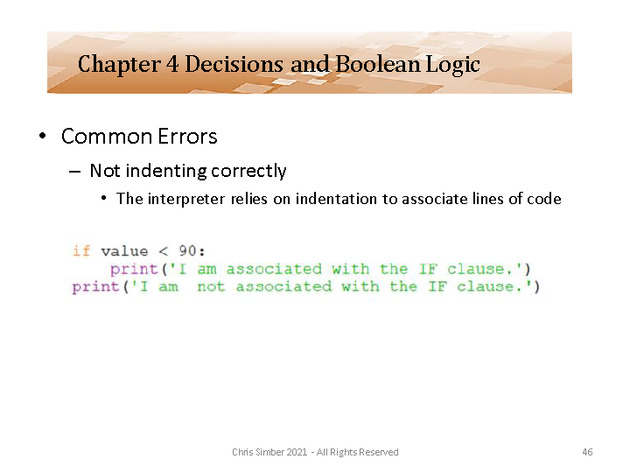 Computer Programming Python Lecture - Decisions and Logic (Ch. 4) - Slide 46