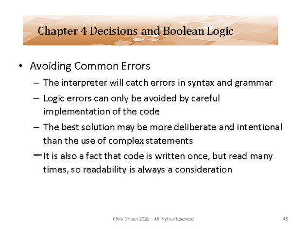 Computer Programming Python Lecture - Decisions and Logic (Ch. 4) - Slide 48
