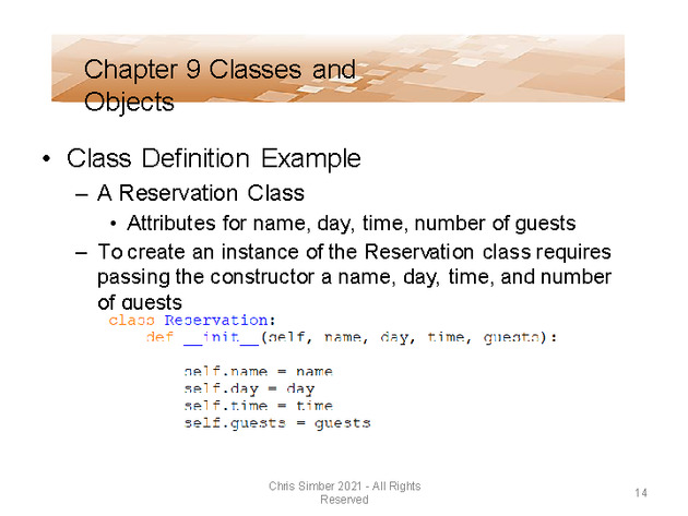 Computer Programming Python Lecture - Classes and Objects (Ch. 9) - Slide 14