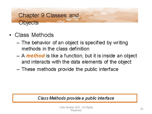 Computer Programming Python Lecture - Classes and Objects (Ch. 9) - Slide 20
