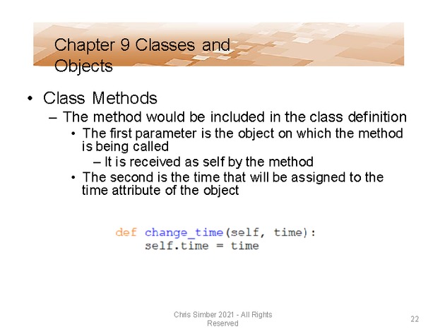Computer Programming Python Lecture - Classes and Objects (Ch. 9) - Slide 22