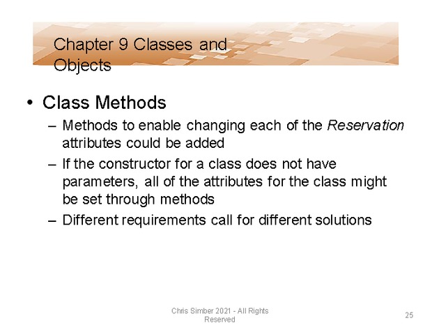 Computer Programming Python Lecture - Classes and Objects (Ch. 9) - Slide 25