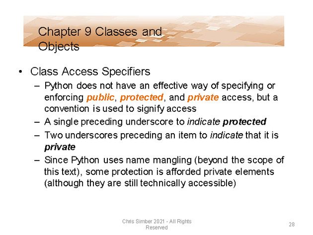 Computer Programming Python Lecture - Classes and Objects (Ch. 9) - Slide 28