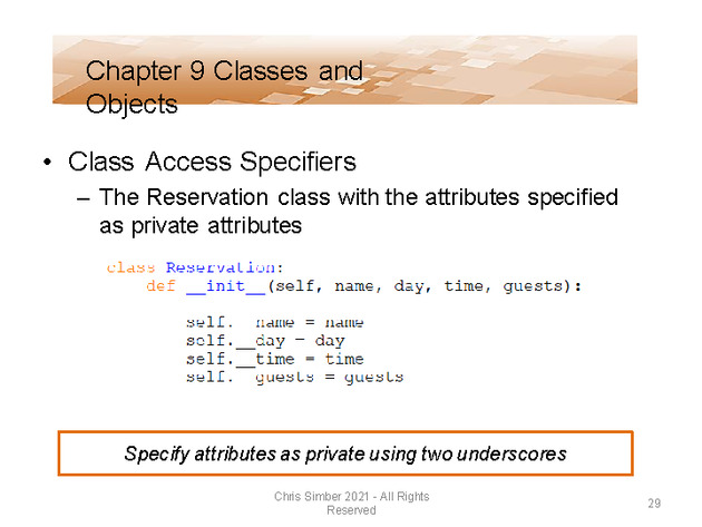 Computer Programming Python Lecture - Classes and Objects (Ch. 9) - Slide 29