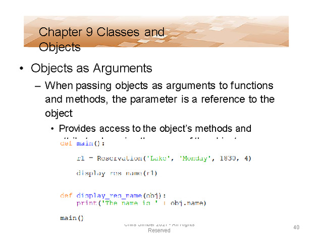 Computer Programming Python Lecture - Classes and Objects (Ch. 9) - Slide 40